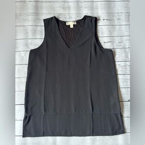 Michael Kors Black V-Neck Mixed Media Blouse size L